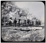 Civil War Magic Lantern Slide Showing Burial of the Dead at Fredericksburg